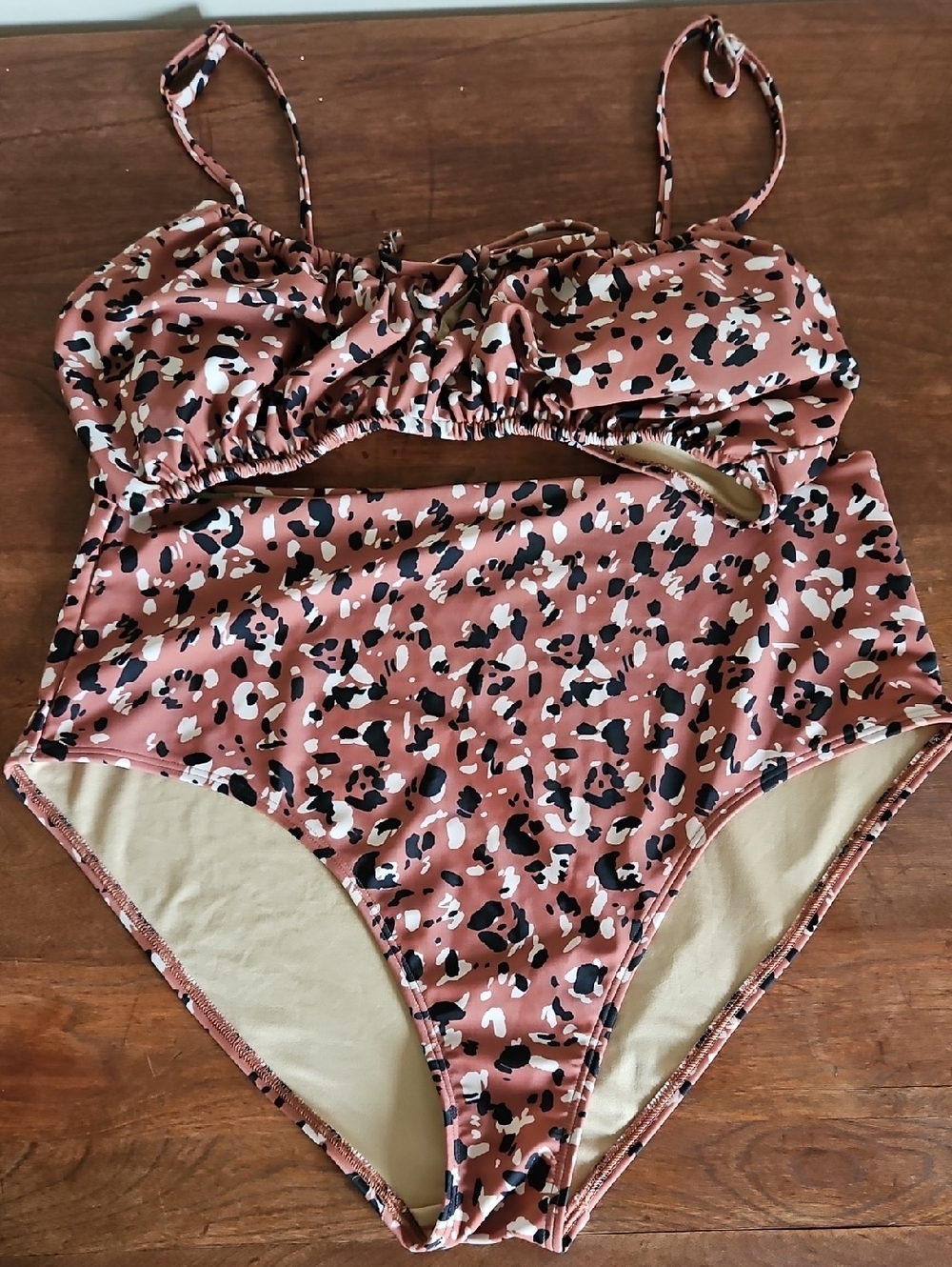 Old Navy Leopard Print High Waisted Two-Piece Swimsuit